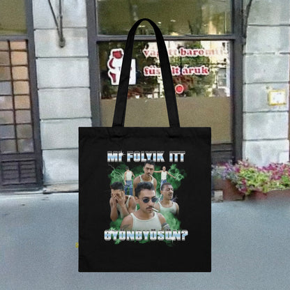 Mi folyik itt Gyöngyösön? - 90-es évek styled Organikus pamut tote bag