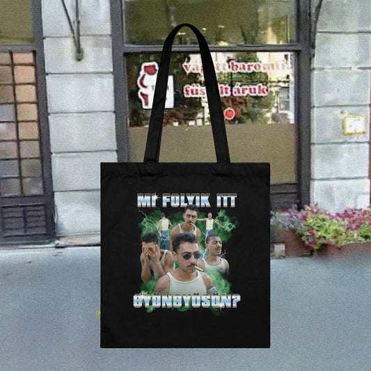 Mi folyik itt Gyöngyösön? - 90-es évek styled Organikus pamut tote bag