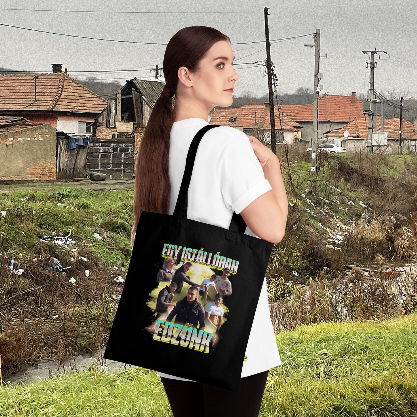 Egy Istállóban Edzünk! - Duranda - Egy nap a hivtalaban - 90-es évek styled Organikus pamut tote bag